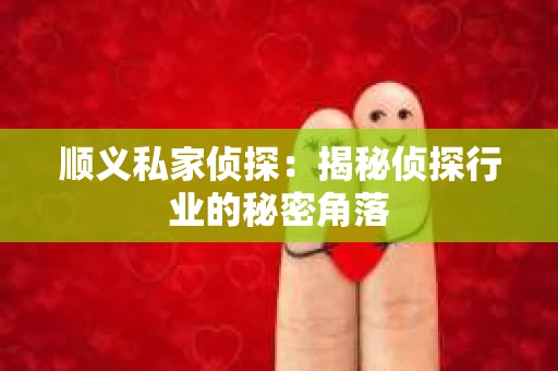 顺义私家侦探：揭秘侦探行业的秘密角落