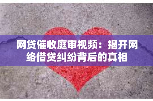 网贷催收庭审视频：揭开网络借贷纠纷背后的真相
