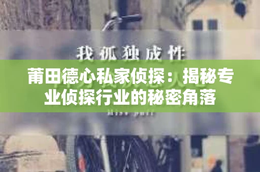 莆田德心私家侦探：揭秘专业侦探行业的秘密角落