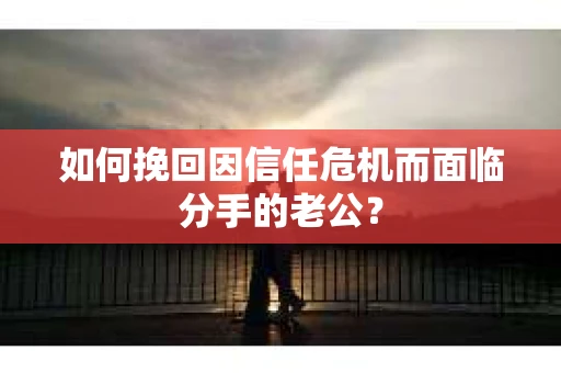如何挽回因信任危机而面临分手的老公？